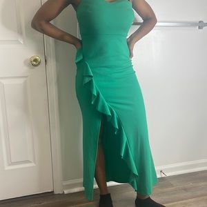 Strapless green dress